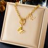 Elegant Gold Plated Hollow Out Butterfly Necklace Rectangular Accent Pendants