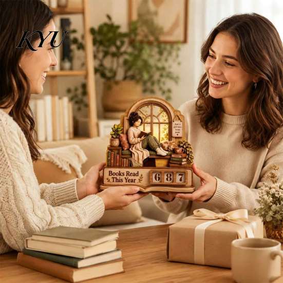 Educational Reading Habit Tool for Kids Book Read This Year Tracker, 3D Layered Wooden Window Goal Tracker Girl Count Stand with Replaceable