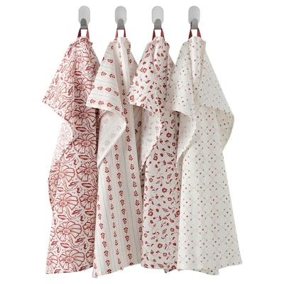 Set of Kitchen Towels with Red and Pink Print (4 Things), INAMARIA Tea Towel Patterned Red/Pink Set,