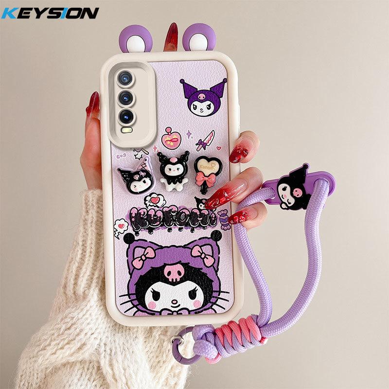 

KEYSION Чехол с милым 3D-мультяшным ушком для VIVO Y20 Y20sG Y20i с браслетом, мягкий силиконовый противоударный чехол для телефона VIVO Y12S Y11S for VIVO Y20i