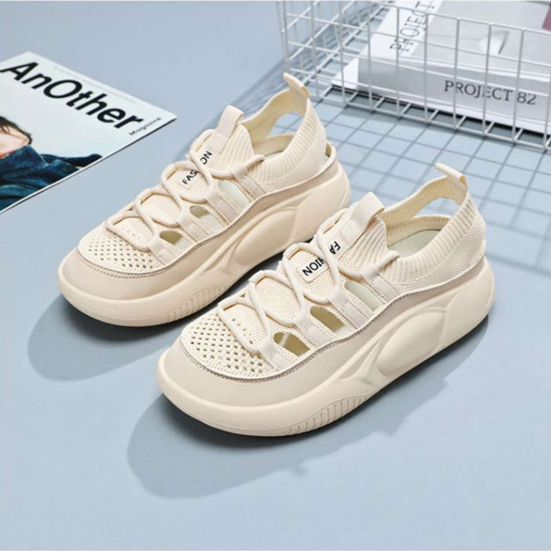 

Черная женская обувь спортивные сандалии женские 2025 лето новые дышащие нескользящие не уставшие ноги рабочая обувь толстая подошва 40 бежевый