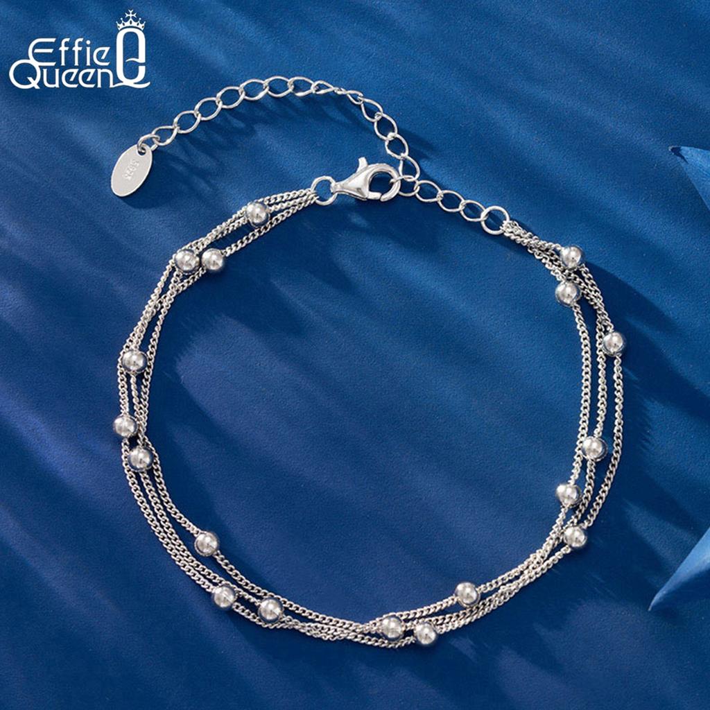 EFFIE QUEEN 925 Silver 14k Gold 1mm Triple Layered Beads Ball Chain Bracelet Ideal Jewelry for Women 2026 Trend Bracelet SB173