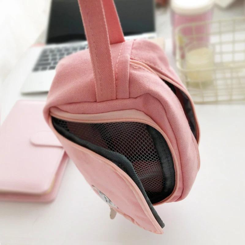 Simple Color Large Capacity Double Layer Pencil Case Stationery Eraser Storage Bag Student Office Stationery Pencil Case