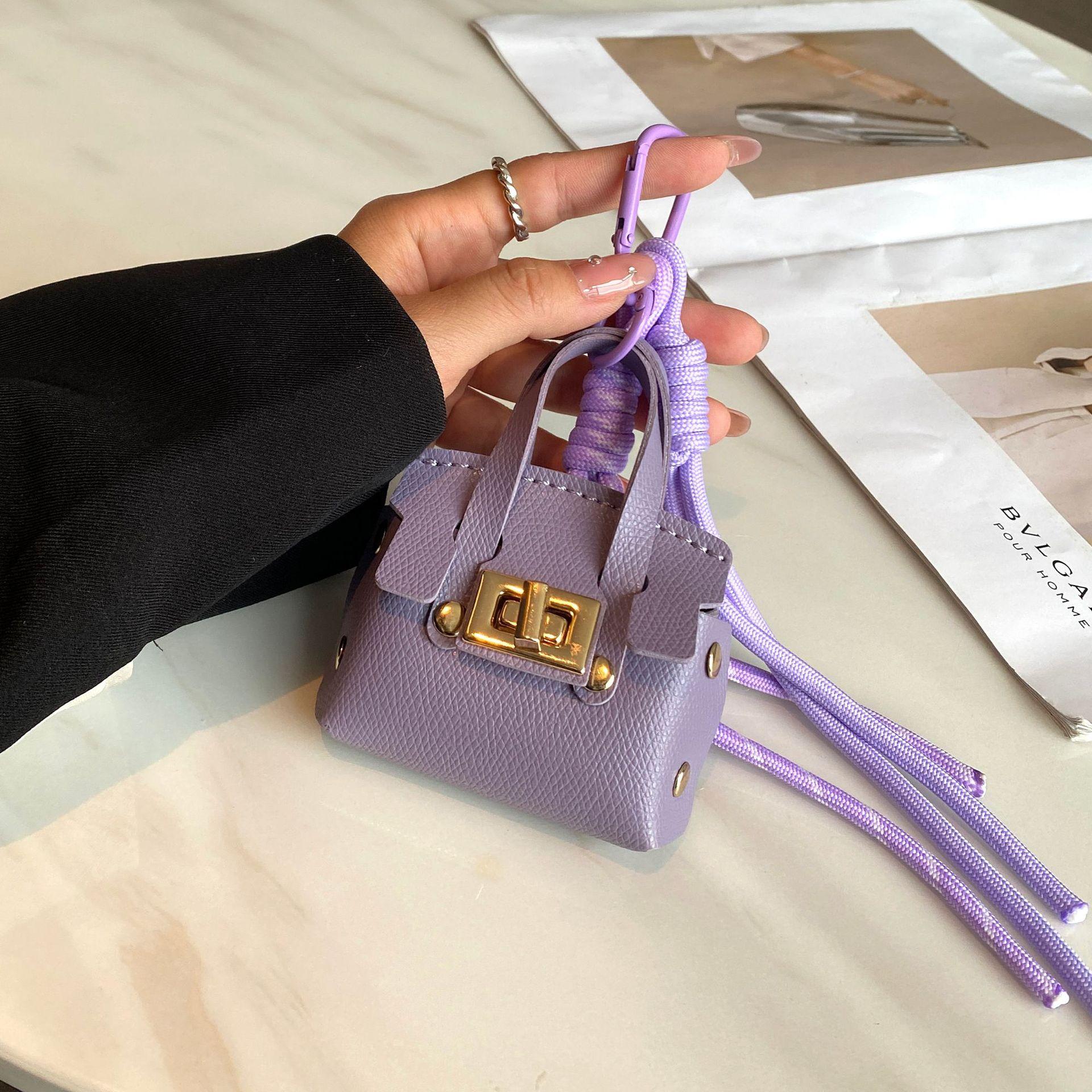 New Mini Bag Pendant Handheld Portable Hand Rope Bluetooth Earphone Bag Zero Wallet Solid Multi Functional Small Keychain Bag