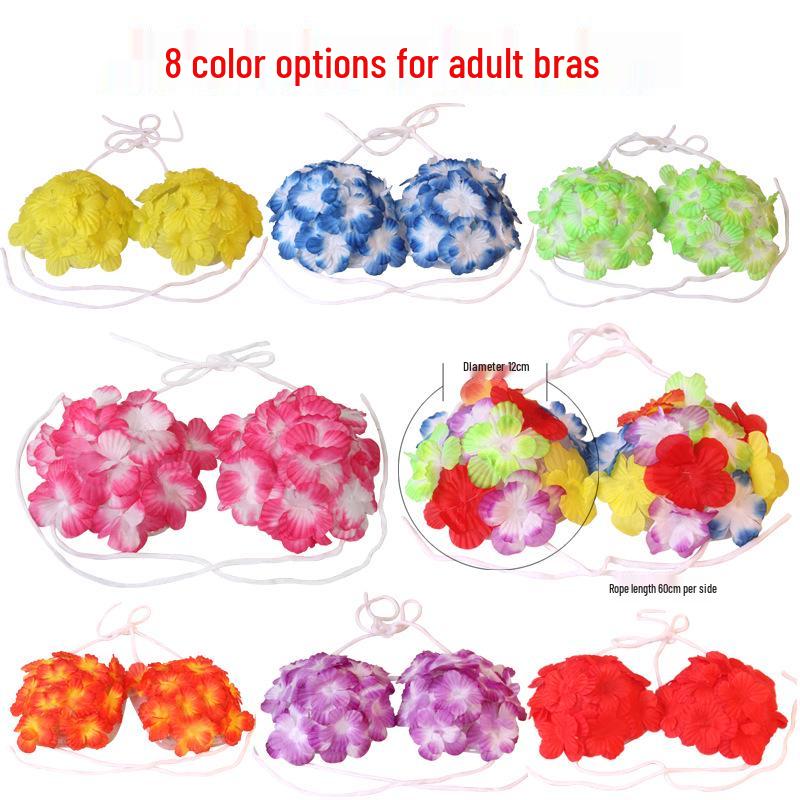 Kaifeng Hawaiian Grass Skirt & Flower Garland 6-Piece Set for Festival & Stage Performances