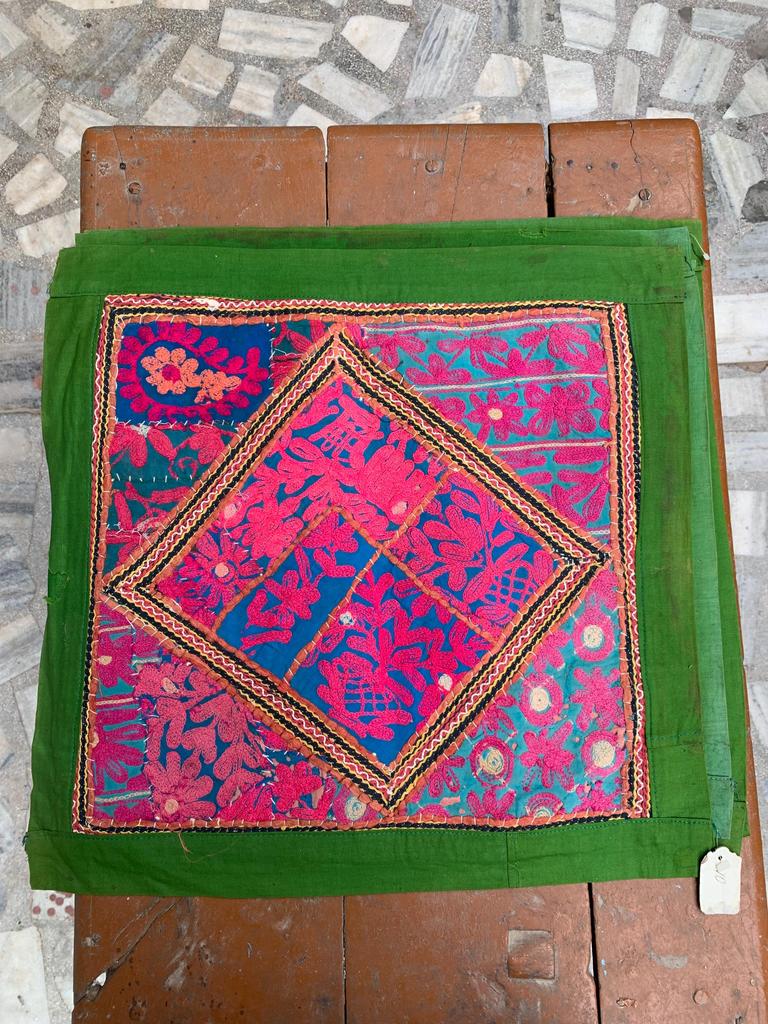 Hand Embroidered Cotton Pillow Cover: Bohemian Decorative Cushion 40