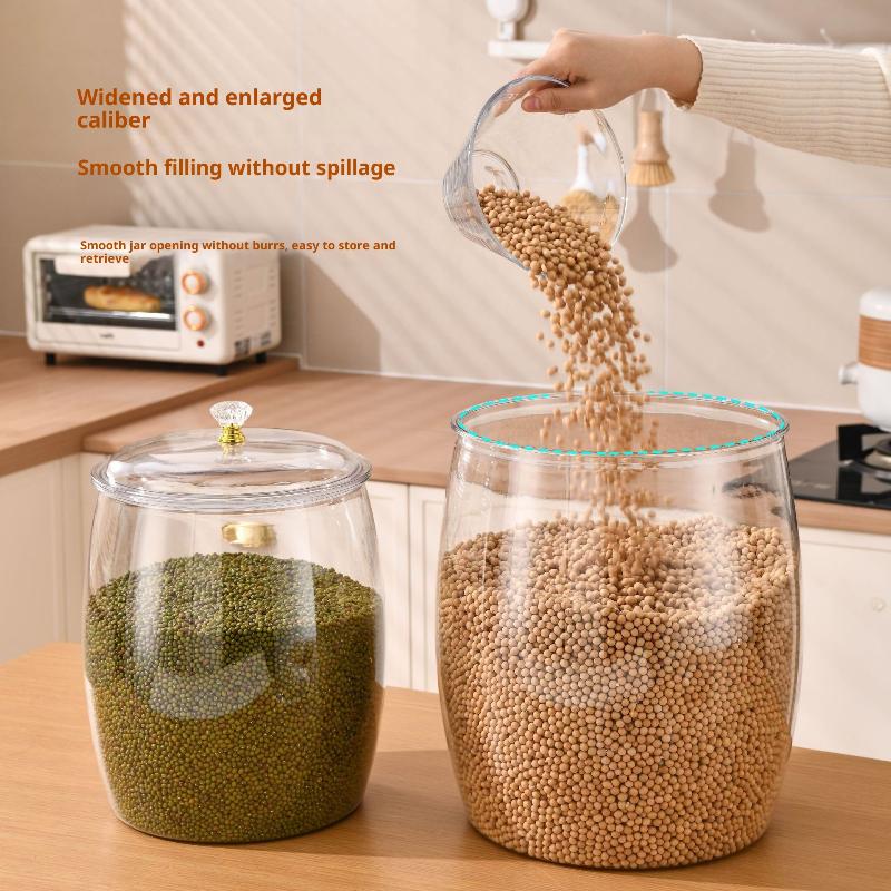Transparent Flour Grains Storage Jar With Lid Sealed Grains Storage Box Wide Mouth Candy Cookie Jar Tea Kitchen Organizer