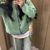 Korean Style Gentle Style Color Block Long Sleeve Knitted Sweater Women's Autumn Sweet Cardigan Top