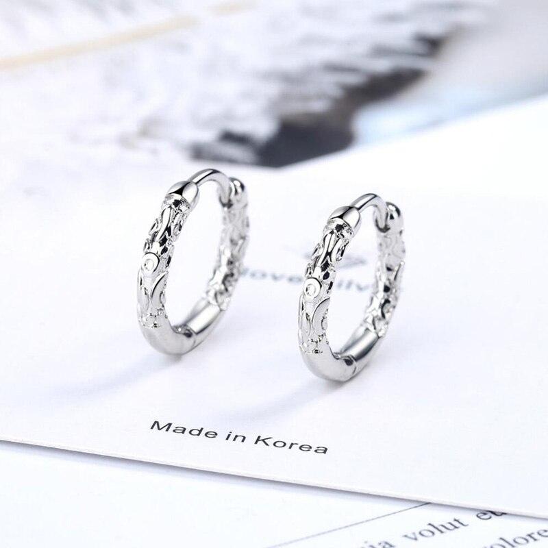 New Trendy Pattern Black Gold Hoop Earrings For Women Men Jewelry 925 Silver Earring Chic Unisex Party Accessories Gifts