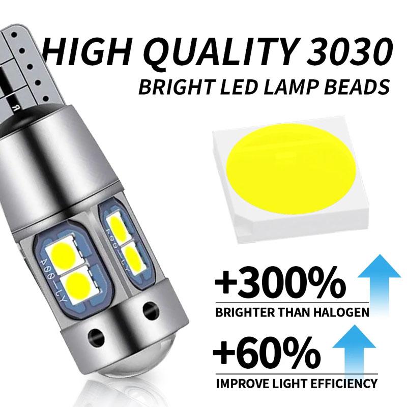 2Pcs Super Bright T10 W5W 168 192 Led Tail Light 3030 10SMD 12V Car Led Auto Side Lamp CANBUS NO Error Car Marker Parking Bulb