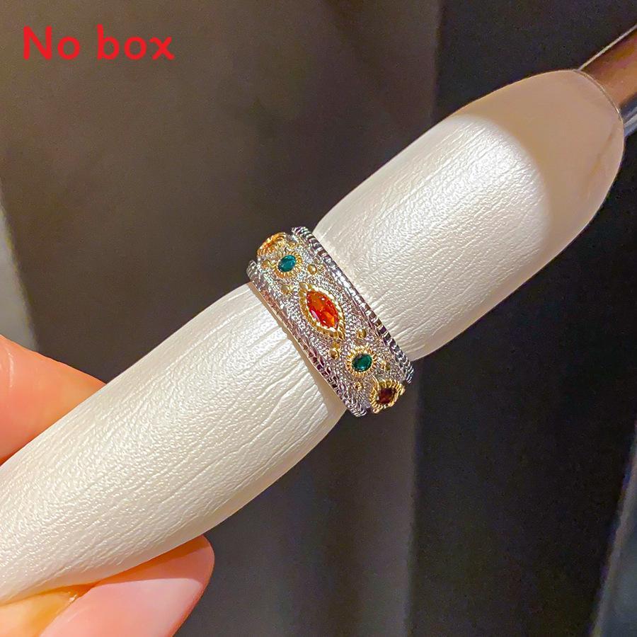 Copper Zircon Stone Vintage Ring With Geometric Design For Ladies Vintage Fashion