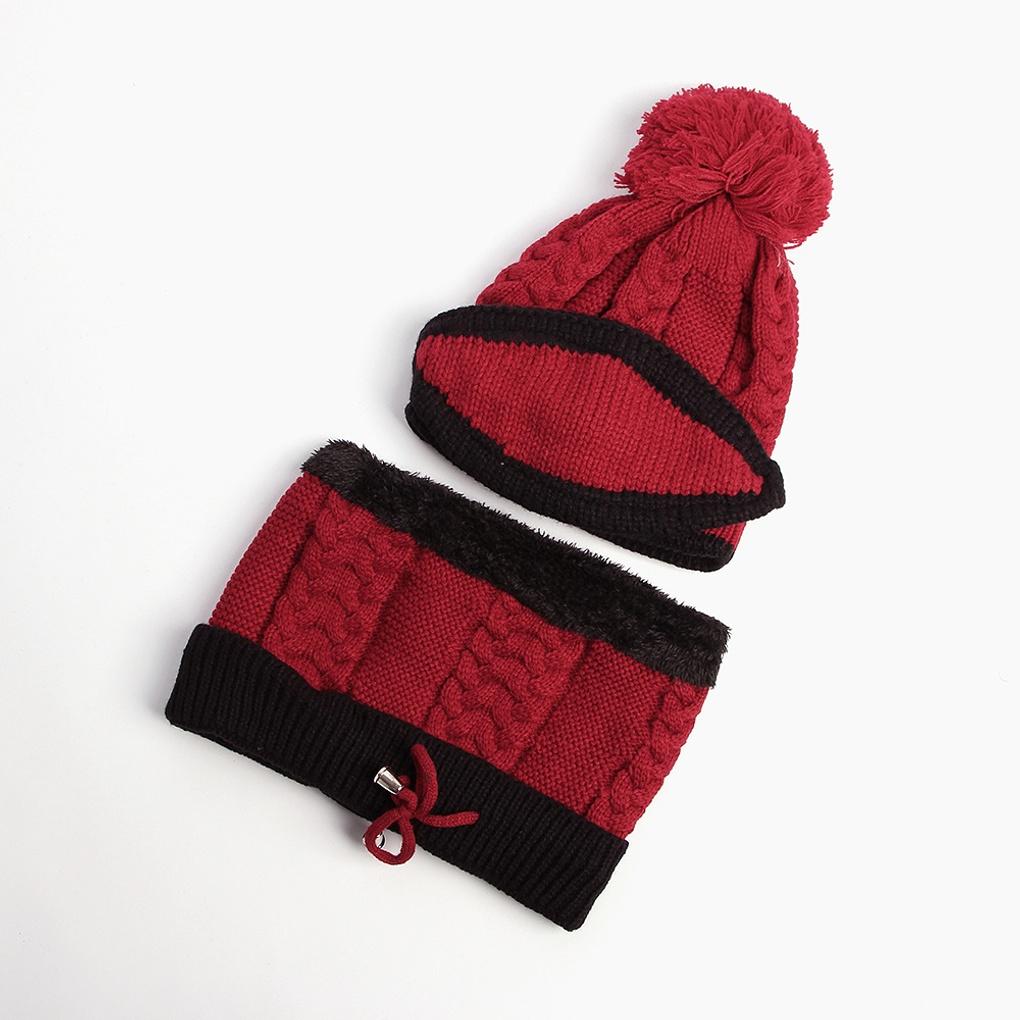 Winter Cold Weather Gear: Neck Warmer, Fur Hat Set, and Wine Knit Mask