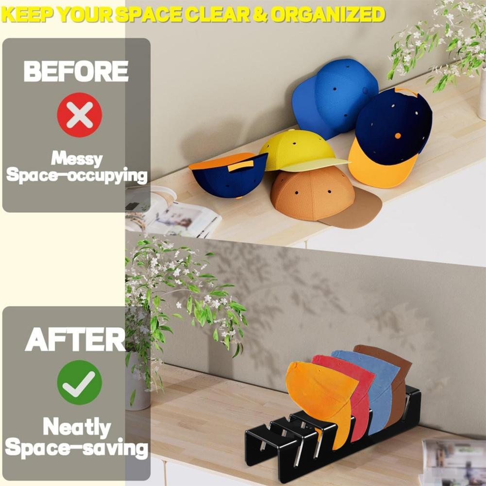 Acrylic Hat Holder Hat Stand for Baseball Caps Hat Organizer for 7 Baseball Caps Hat Display Stand for Bedroom Closet Dresser