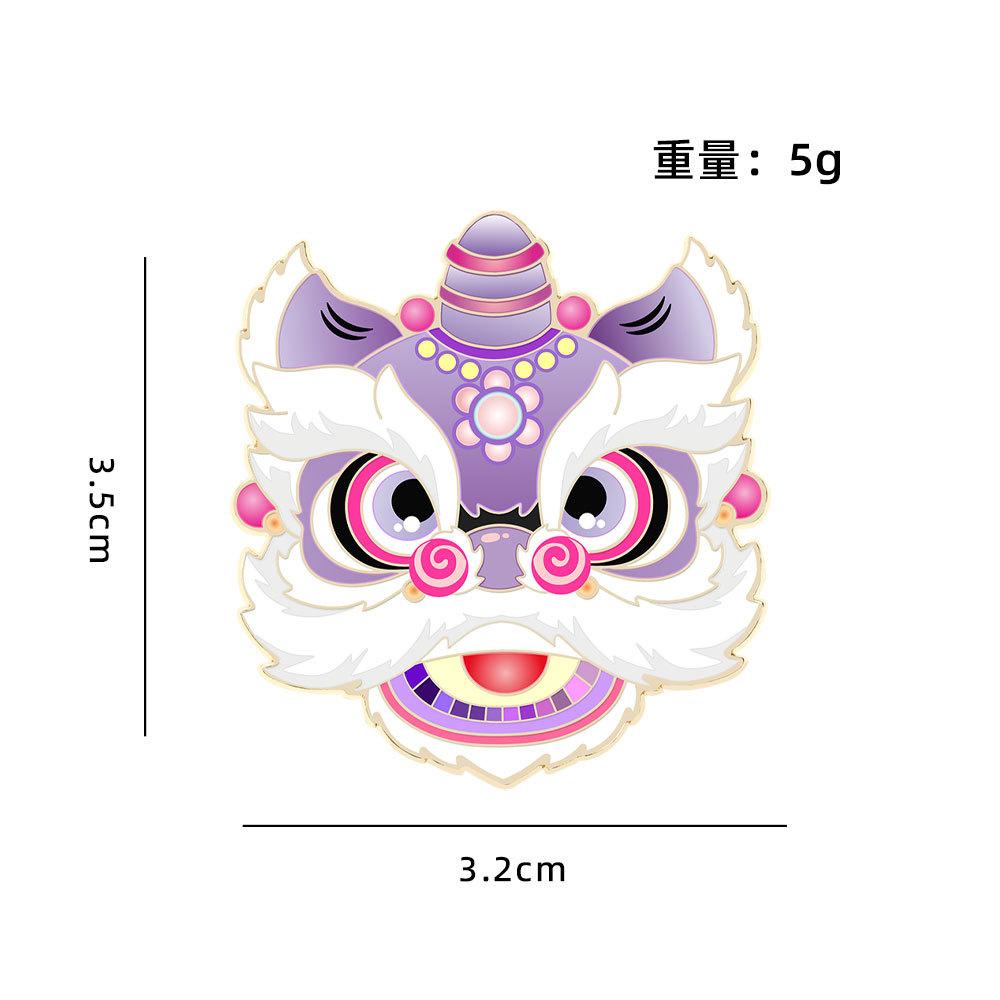Guochao Lion Dance Brooch New Year s Gift Colored Lion Head Traditional Elements Guangdong Lion Dance Badge Event Gift Decoration