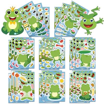 8-Blatt Frosch-Cartoon-Aufkleber-Set: Lustige, einfache Collage für Handyhüllen, Notizbücher und Tagebücher