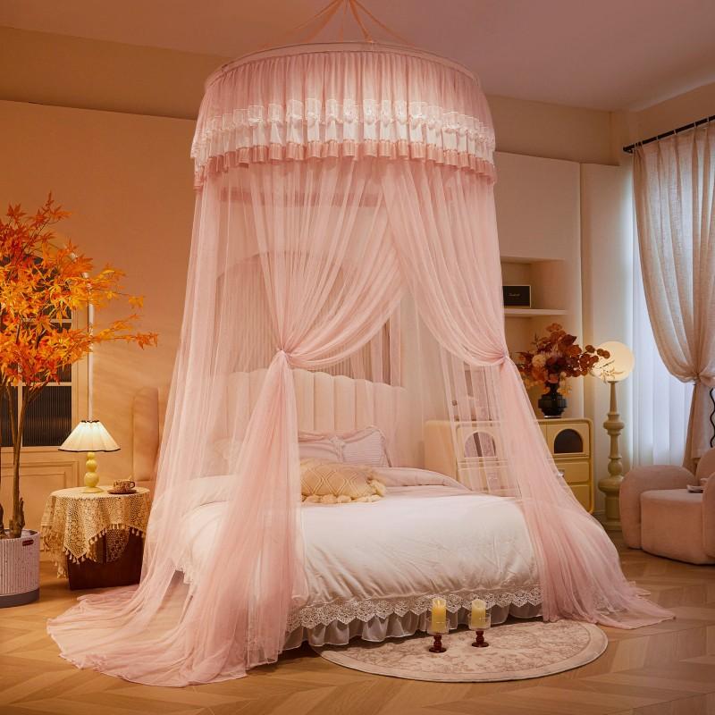 New Domed Court Mosquito Net Bedroom, No Need To Install Floor-standing Encrypted Princess-style Ceiling Single and Double Bed