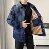 Camicia da uomo autunnale e invernale, a quadri, larga, casual, con colletto, giacca, camicia, top