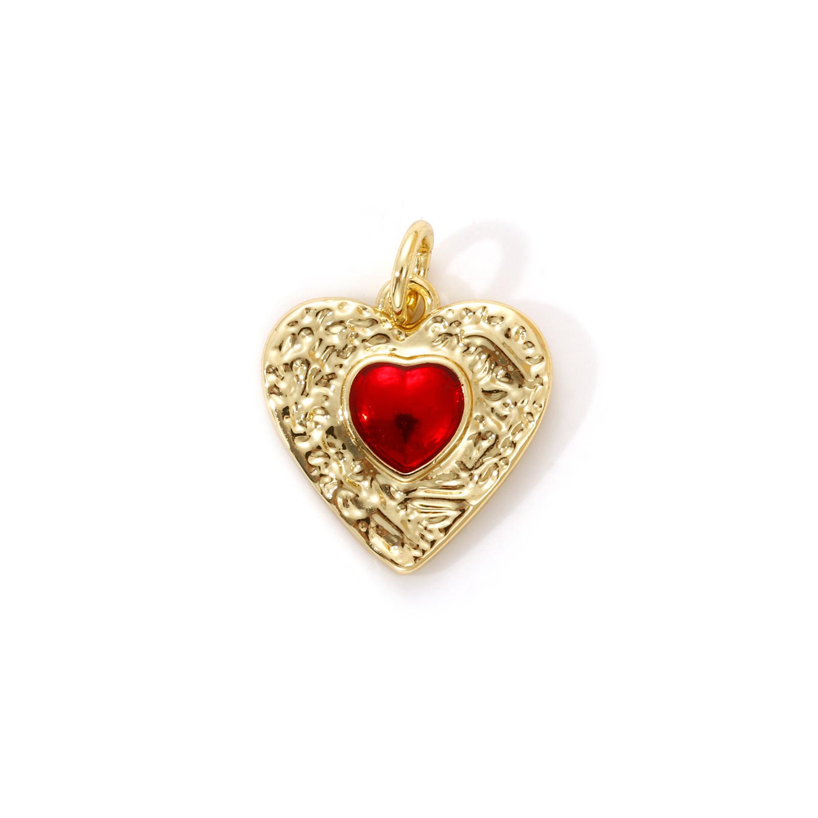 

1 Piece Brass Charms 18K Real Gold Plated Red Enamel Heart Ex Voto Cross Bow Pendant For DIY Necklace Bracelet Jewelry Making