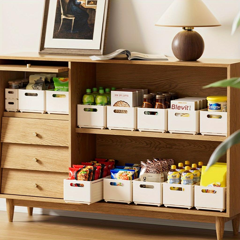 Modern Plastic Telescopic Storage Box, Open-Top Organizer with Multiple Compartments, Ideal for Closet, Kitchen, Desk - White
