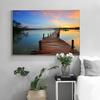 Bridge Sunset Seascape Wall Art Mountain Canvas Painting Posters and Prints Modern Wall Art Picture for Living Room Decor
