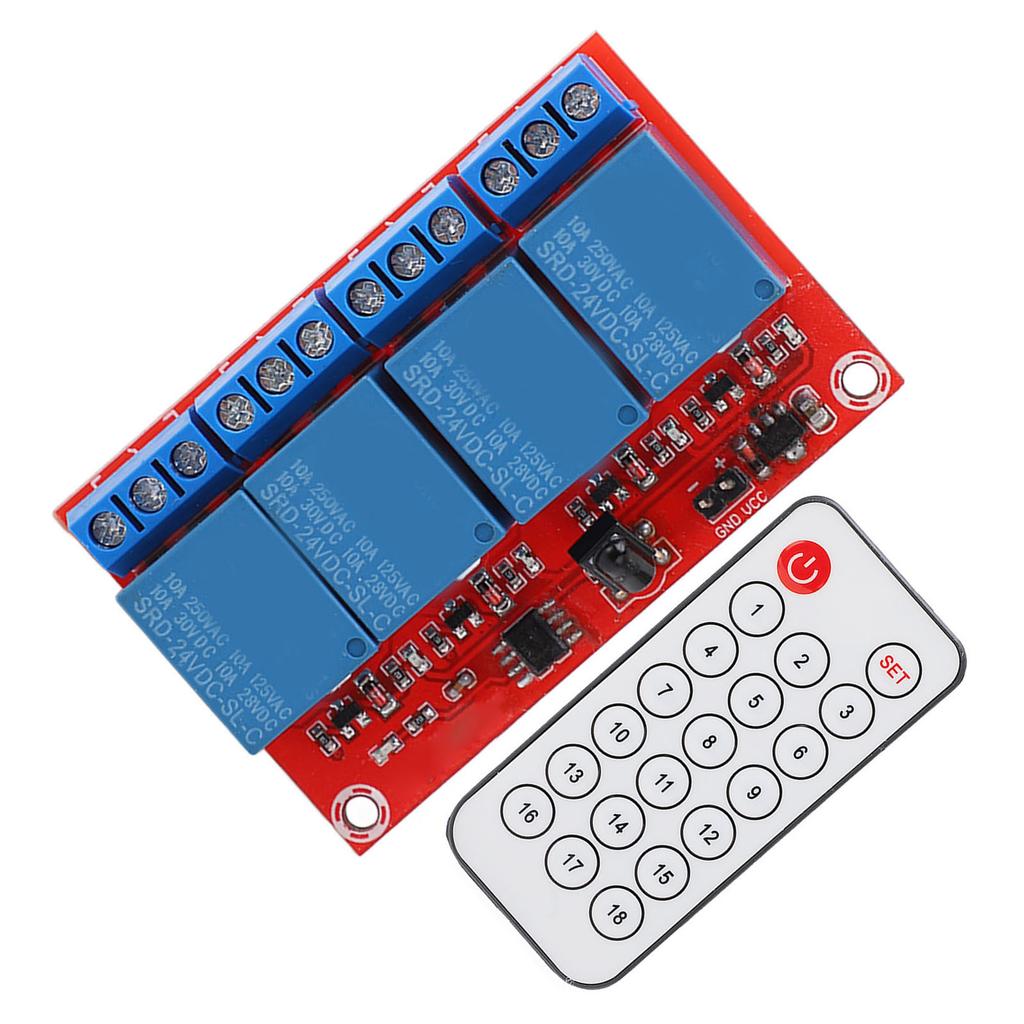4 Channel Receiving Relay Module 4CH Infrared Remote Transceiver Receiver Control Switch Set 24V