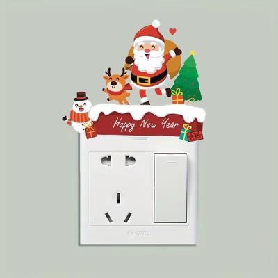Switch Stickers Christmas Santa Claus Bedroom Wall Stickers Self-Adhesive Switch Decoration Ideas Removable Switch Stickers