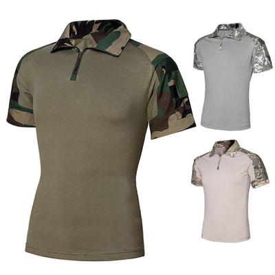 Men Shirt Slim Fit Pullover Turn-down Collar Camouflake Men T-shirt for Outdoor