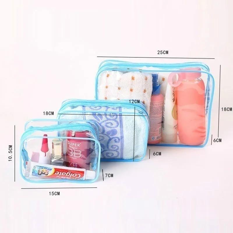 Cute Toiletry Bag Stand Cosmetic Bag For Women Clear Zipper Makeup Bag Travel Female Makeup Brush Holder Organizer Toiletry Bag
