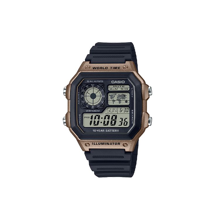 

Casio Digital Series Square Retro Fashion Waterproof Shockproof Sports Quartz Watch Resin Strap Men watches Gray AE1200WH-5AV Regular Watch Box,Black Dial
