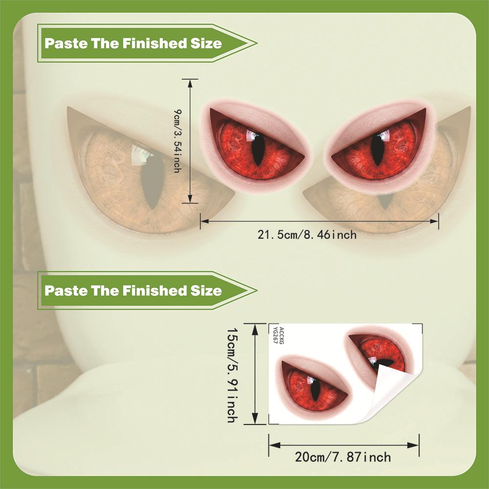 3D Sticker of Demonic Eyes for Toilet, Waterproof Wall Sticker for Bathroom, Toilet Cover Decoration Sticker
