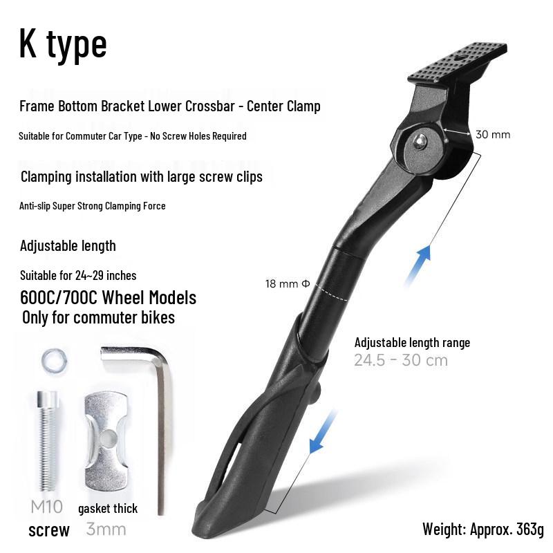 Mountain & Road Bike Kickstand: Complete Vertical Parking Stand with Leg Accessories