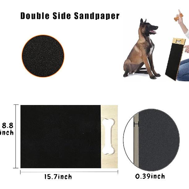 Dog Nail Scratch Board, Double Side File Scratch Board for Dogs Paw, Two Sided Grit Pad, 15.7in x 8.8in, Fun Nail Care (Black)
