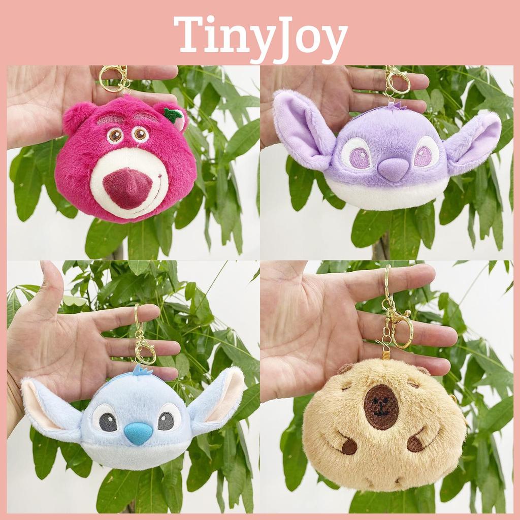 Cartoon Plush Cozy Bear And Stitch Keychain Wallet Perfect For Storage Coin