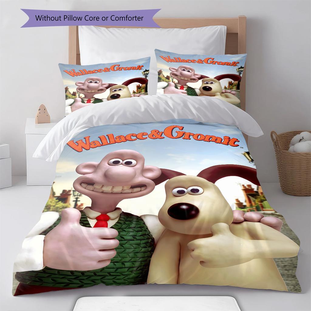 Wallace & Gromit Bedding Quilt Set Quilt Cover Pillowcase Home Decoration Birthday Gift (1 * duvet cover + 2 * pillowcase, without core)