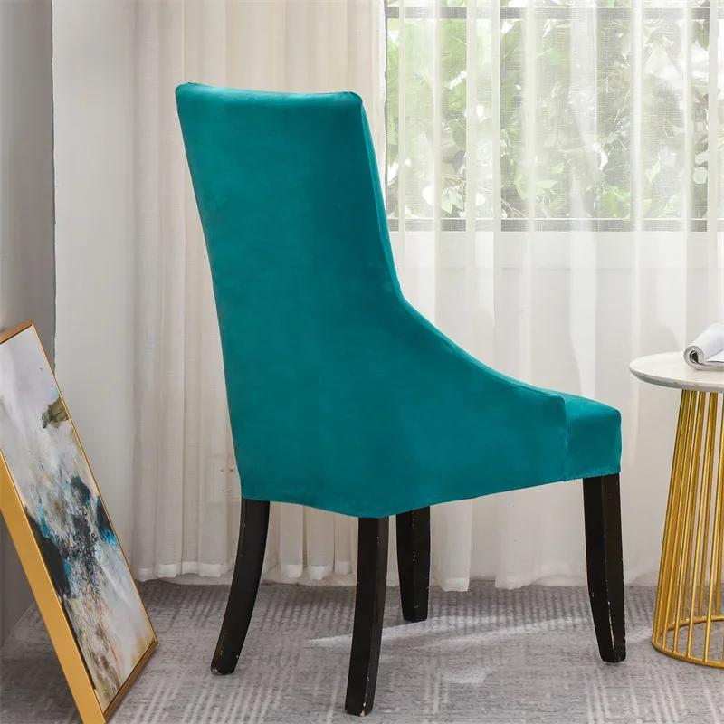 Velvet Sloping Chair Cover High Back Armchair Cover Solid Accent Dining Chair Covers Slipcover Office Hotel Home House De Chaise