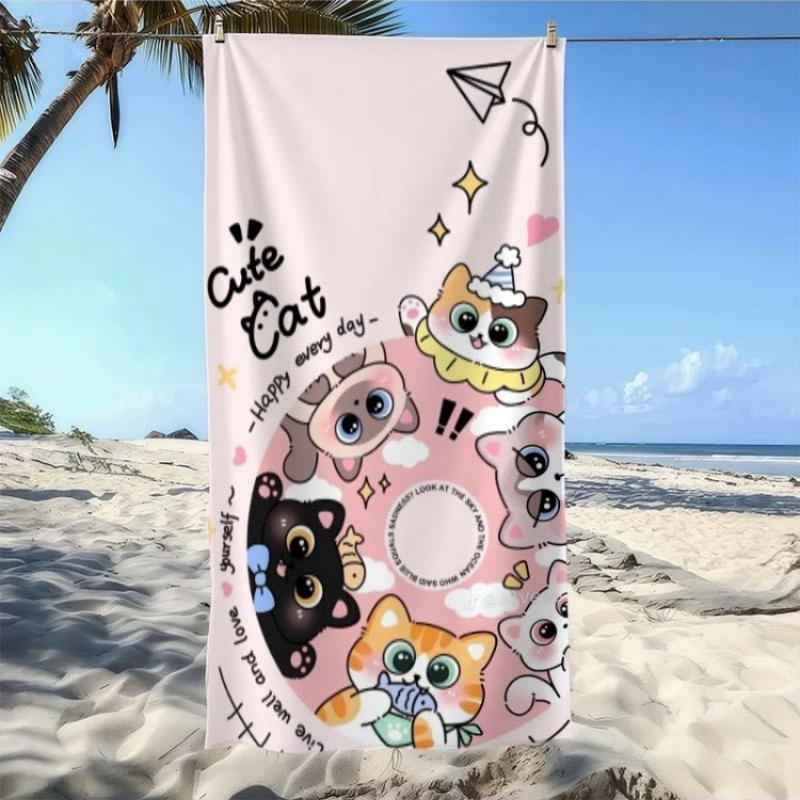 

Cute Cat Illustration Pattern Beach Towel, Super Absorbent Beach Towel, Trendy for New Year,Comfortable and Practical Quick W30*H60(CM)