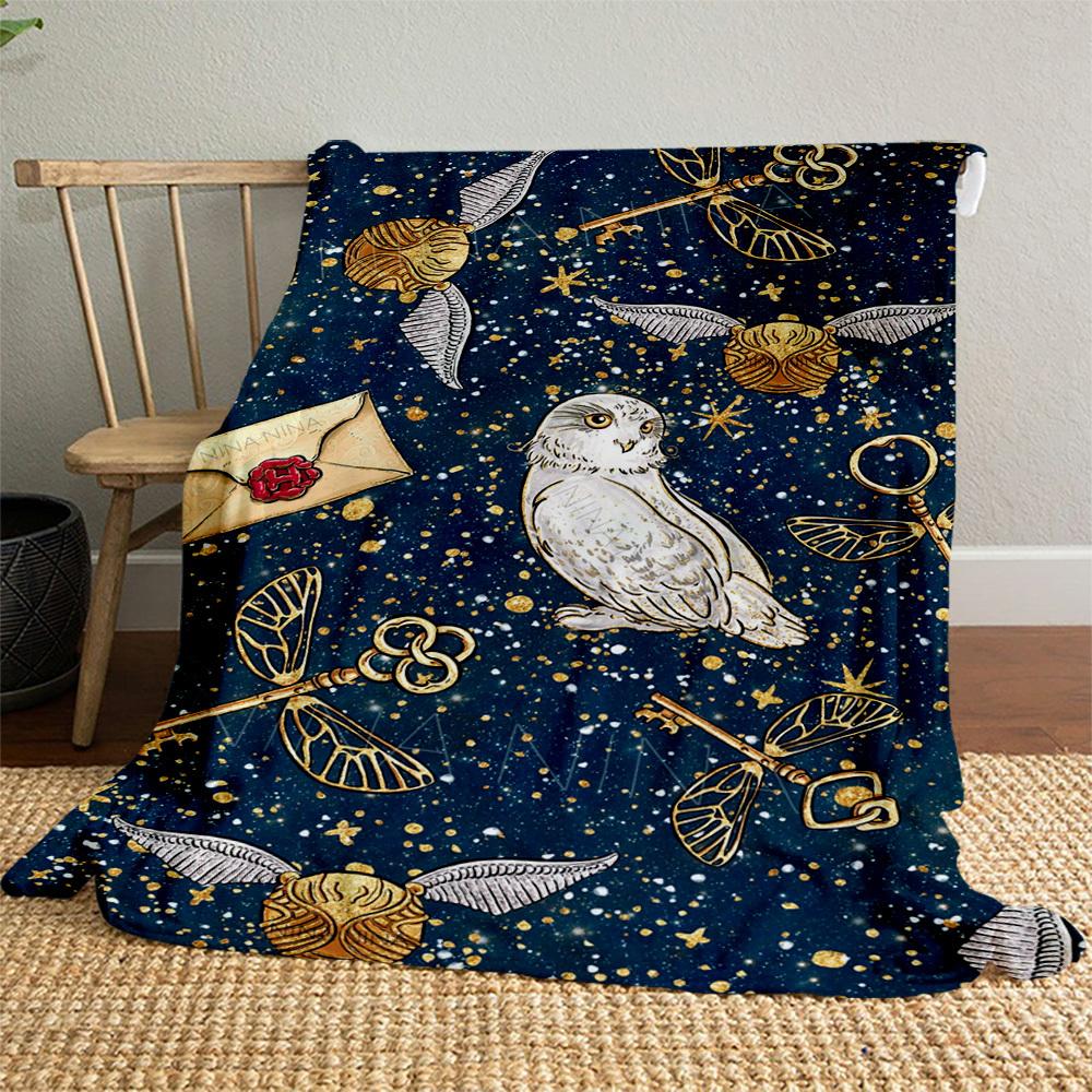 1pc owl golden snitch envelope Outdoor Flannel Throw Blanket All Season Soft Warmth,Home Decor 1031211
