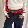 Y2k Style Leather Waist Belt Metal Buckle Thin Women's Belt Red Color Casual Belt Jeans Skirt Dress