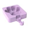 Cartoon Ice Cream Stick Popsicle Mold with Lid - 3 Cavity Silicone DIY Kitchen Tool