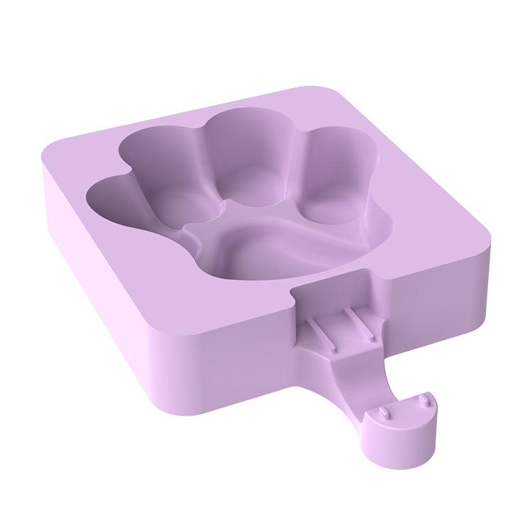 Cartoon Ice Cream Stick Popsicle Mold with Lid - 3 Cavity Silicone DIY Kitchen Tool