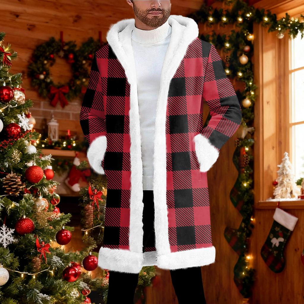 Herrkofta med huva, lång varm kappa