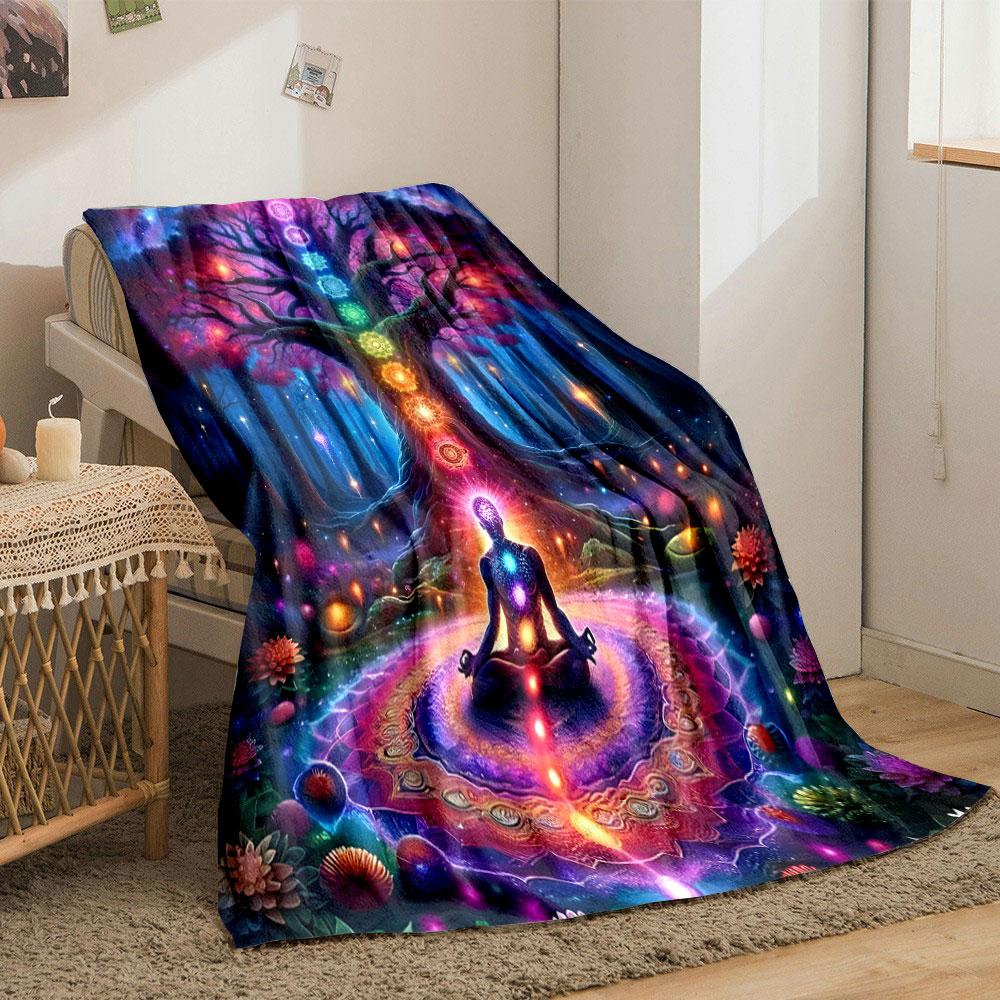 Chakra Meditation Tree Blanket bedroom Blanket for Livingroom Couch lunch break Soft throw for Friend's festival Gift