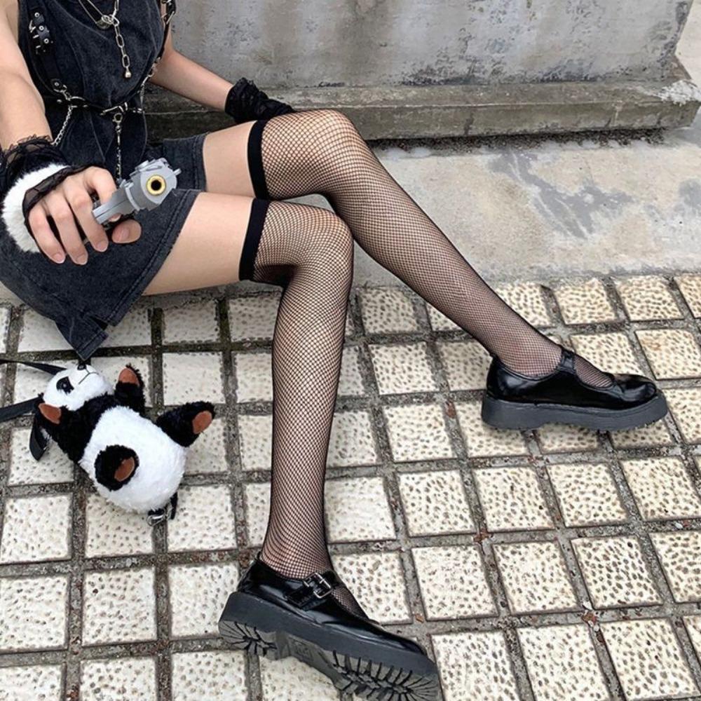 Summer Thin JK Black Silk Sexy Fishnet Socks Internet Celebrity Popular Long Knee Socks Half Socks Thigh Socks Children