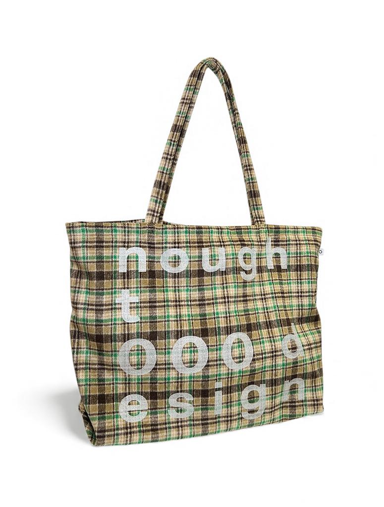 Nought 000 Design Check Shopper Bag / Green
