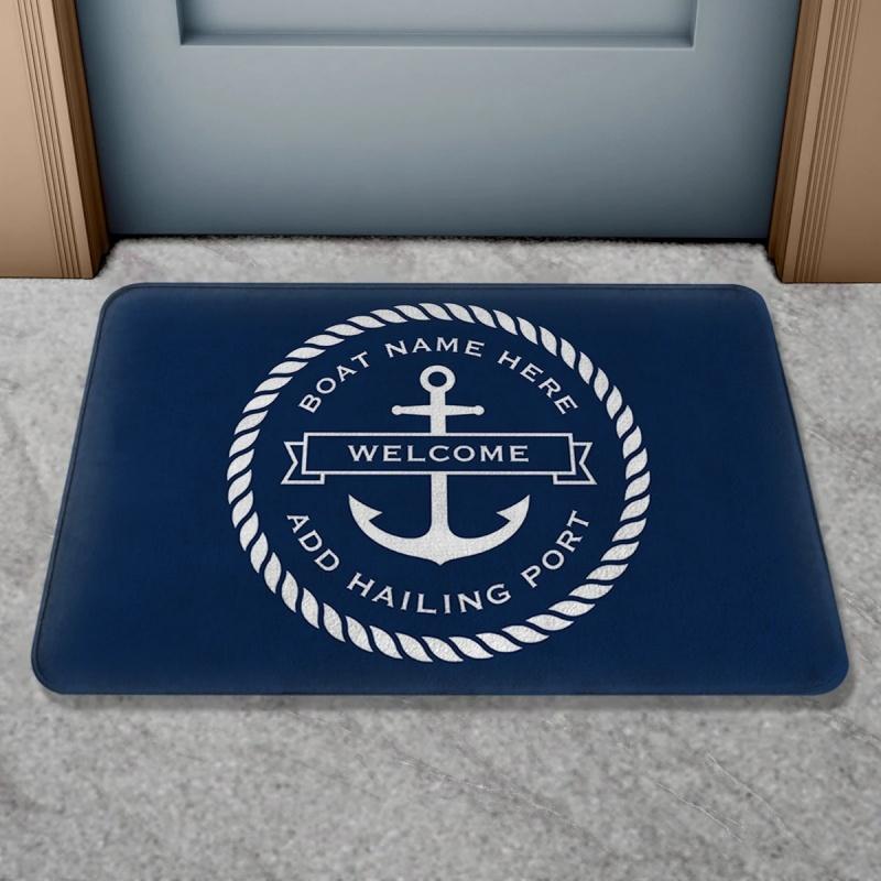 Welcome Aboaro Your Boat Name Since Floor Mat Personalized Nautical Rug Door Mat Entrance Carpet for Bathroom Welcome Mat