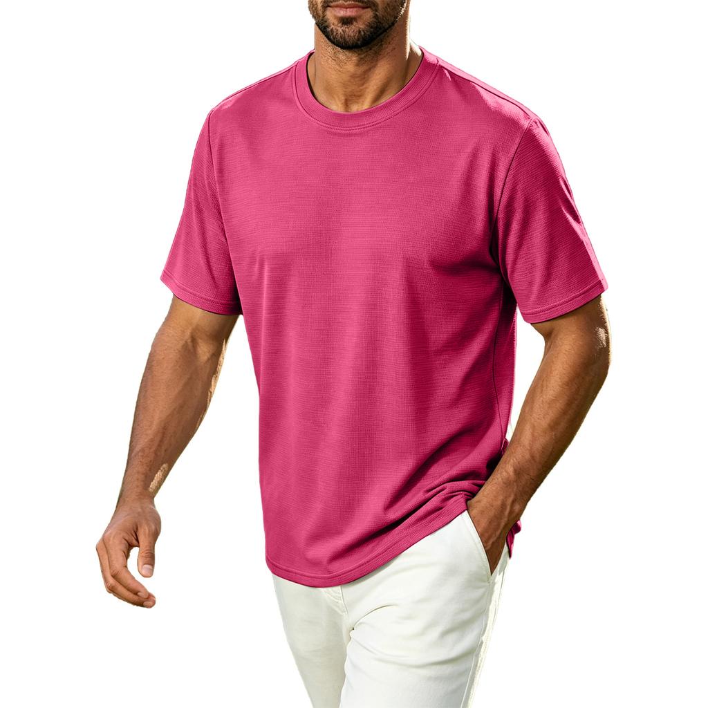 Men's Casual Crew Neck T-Shirt Breathable Quick Dry Short Sleeve Athletic Top Lightweight Comfortable Fit