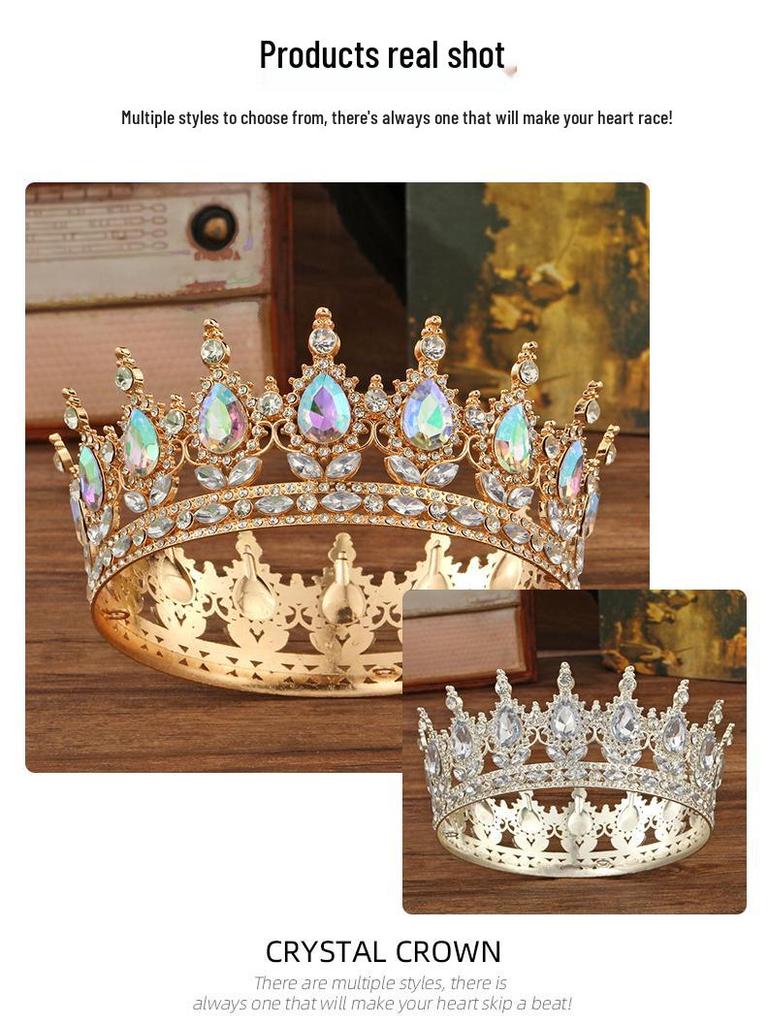 Elegancka Korona Ślubna Nakrycie Głowy: Wykwintna Dekoracja Tortu Weselnego, Urodzinowego i Akcesoria do Włosów dla Panny Młodej