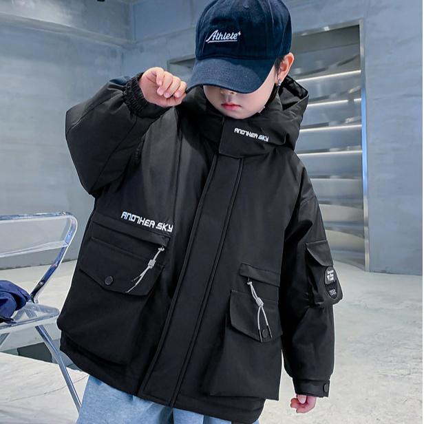 Boys White Duck Down Jacket Winter New Thickened Workwear Jacket
