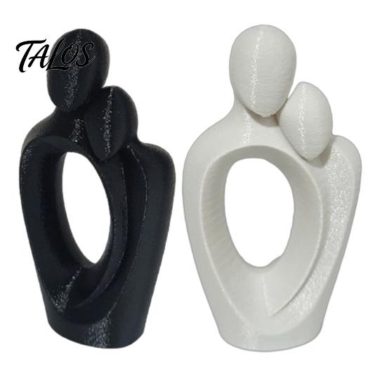 Integrated One-piece Design 3D Printed One Heart Couple Statue, Abstract Hugging Lovers Figurine with Stable Base, Minimalist Ornaments Love Sculpture