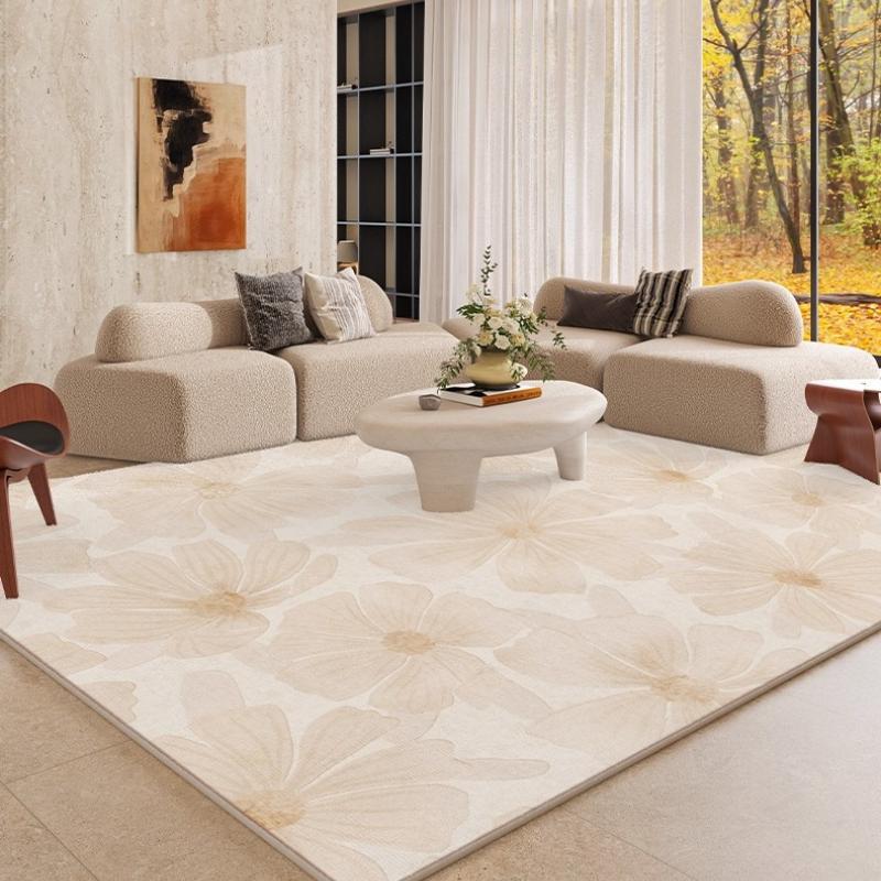 Maillard Style Carpets for Living Room Light Luxury Bedroom Decor Carpet Fluffy Soft French Floral Rug Home Thicken Plush Mat